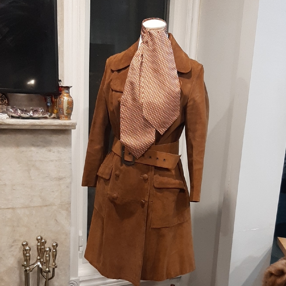 Brown Suede Trench Coat